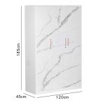 MAVIS 3 Door Metal Wardrobe-White Marble - Image 3
