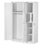 MAVIS 3 Door Metal Wardrobe-White Marble - Image 5