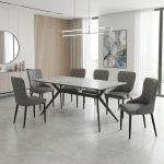 MONTAUK 6 Seater Sintered Stone Dining Set-Grey
