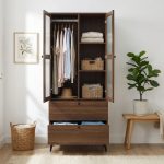 MARLOWE 2 Door 2 Drawers Wardrobe-Walnut - Image 2