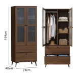 MARLOWE 2 Door 2 Drawers Wardrobe-Walnut - Image 4