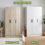 MESMIRA 3 Door Wardrobe-White Oak - Image 3