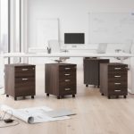 QUEENA Full Melamine Pedestal With Key Lock-Walnut - Image 5