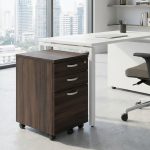 QUEENA Full Melamine Pedestal With Key Lock-Walnut - Image 2