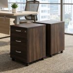QUEENA Full Melamine Pedestal With Key Lock-Walnut - Image 4