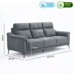 ROSWELL 3 Seater Pet Friendly Sofa-Grey - Image 3