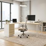 SML 150-180cm L Shaped With Pedestal Melamine Executive Table