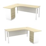 SML 150-180cm L Shaped With Pedestal Melamine Executive Table - Image 3