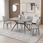 SUTTON Velvet Fabric Dining Chair-Grey - Image 2