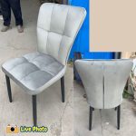 SUTTON Velvet Fabric Dining Chair-Grey - Image 3