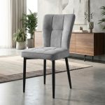 SUTTON Velvet Fabric Dining Chair-Grey