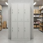 TATE 6 Door Steel Locker Cabinet With Key Lock-Grey
