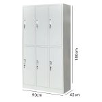 TATE 6 Door Steel Locker Cabinet With Key Lock-Grey - Image 7