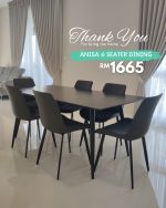 ANISA 6 Seater Sintered Stone Dining Set-Matt Black - Image 6