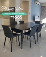 ANISA 6 Seater Sintered Stone Dining Set-Matt Black - Image 5