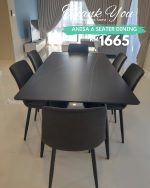 ANISA 6 Seater Sintered Stone Dining Set-Matt Black - Image 8