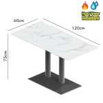 WILLA 120cm Rectangular Sintered Stone Cafe Table - Image 4