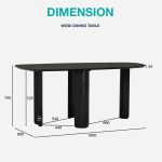 WOODY 180cm Oval Shaped Dining Table-Black - Image 13