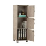 CODEY 3 Door Storage Cabinet With Key Lock-Grey Line - Image 6