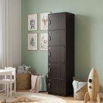 CODEY 5 Door Kids Storage Cabinet With Key Lock-Cappuccino