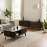 AMBLE 6 Feet 2 In 1 Living Set-Walnut - Image 2