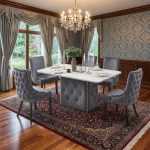 ANNA 4 Seater Artificial Marble Dining Set-Grey - Image 2