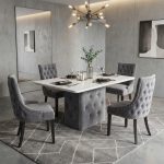 ANNA 4 Seater Artificial Marble Dining Set-Grey