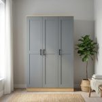 FENKEL 3 Door Soft Closing Wardrobe-Oak+Grey