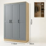 FENKEL 3 Door Soft Closing Wardrobe-Oak+Grey - Image 3