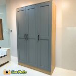 FENKEL 3 Door Soft Closing Wardrobe-Oak+Grey - Image 5
