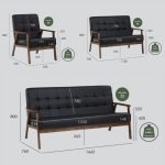 HIACE 123 Seater PU Sofa Set-Black - Image 2