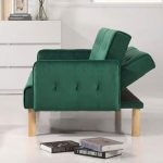 JULIAN 3 Seater Sofa Bed With Cup Holder-Green - Image 3