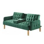 JULIAN 3 Seater Sofa Bed With Cup Holder-Green - Image 2
