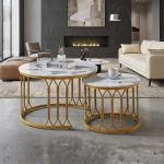 KINU D70cm Sintered Stone Nesting Coffee Table-Gold - Image 3