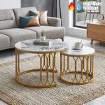 KINU D70cm Sintered Stone Nesting Coffee Table-Gold