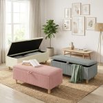 LAVEN 100cm Corduroy Fabric Storage Bench- 3 Colors