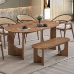 MOSS 4 Seater Full Solid Dining Set-Walnut - Image 4