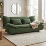 PROTOFINO 3 Seater Corduroy Fabric Sofa Bed-Green