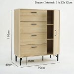 SANTIAGO 4 Drawer 1 Door Chest Drawers-Oak - Image 3