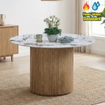 SHALE D135cm Sintered Stone Round Table-Walnut