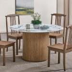 SHALE D135cm Sintered Stone Round Table-Walnut - Image 2