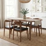 SIENNA 4 Seater Metal Dining Set-Walnut