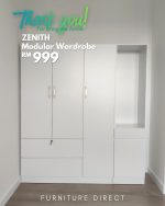 ZENITH Modular Swing Door Wardrobe-White - Image 3