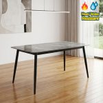 VELENTINA 140x80cm Sintered Stone Dining Table-Grey Top