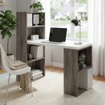 VISBY 120cm Study Desk With Bookcase-Grey Oak