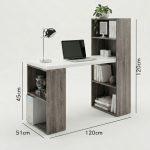 VISBY 120cm Study Desk With Bookcase-Grey Oak - Image 2