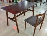 SIENNA 4 Seater Metal Dining Set-Walnut - Image 3
