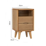 YARA 2 Drawers Bedside Table-Natural - Image 2
