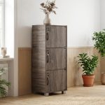 CODEY 3 Door Storage Cabinet With Key Lock-Fleton Oak