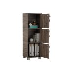 CODEY 3 Door Storage Cabinet With Key Lock-Fleton Oak - Image 7